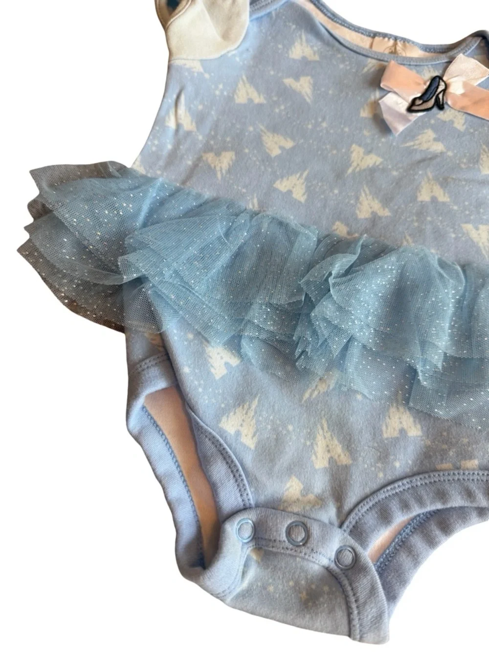 Disney Cinderella One-Piece Bodysuit Tutu Ruffle Stretch Glass Slipper 12-18 M
